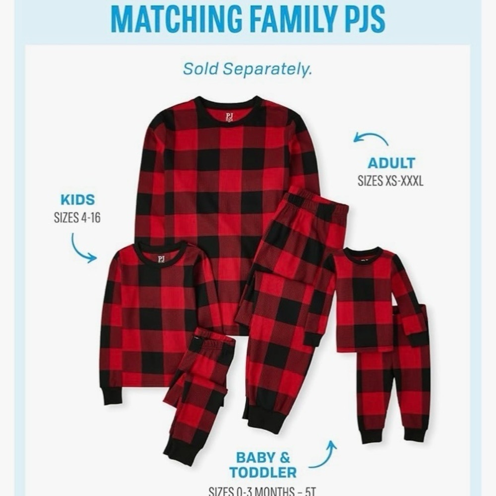 The Children's Place Buffalo Plaid adult unisex pajama set Men's XL Women's 1X - Picture 2 of 8